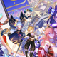 An illustraion of Aether, Paimon, Ayaka, Kokomi, Kazuha, Yae Miko, and Raiden Shogun.